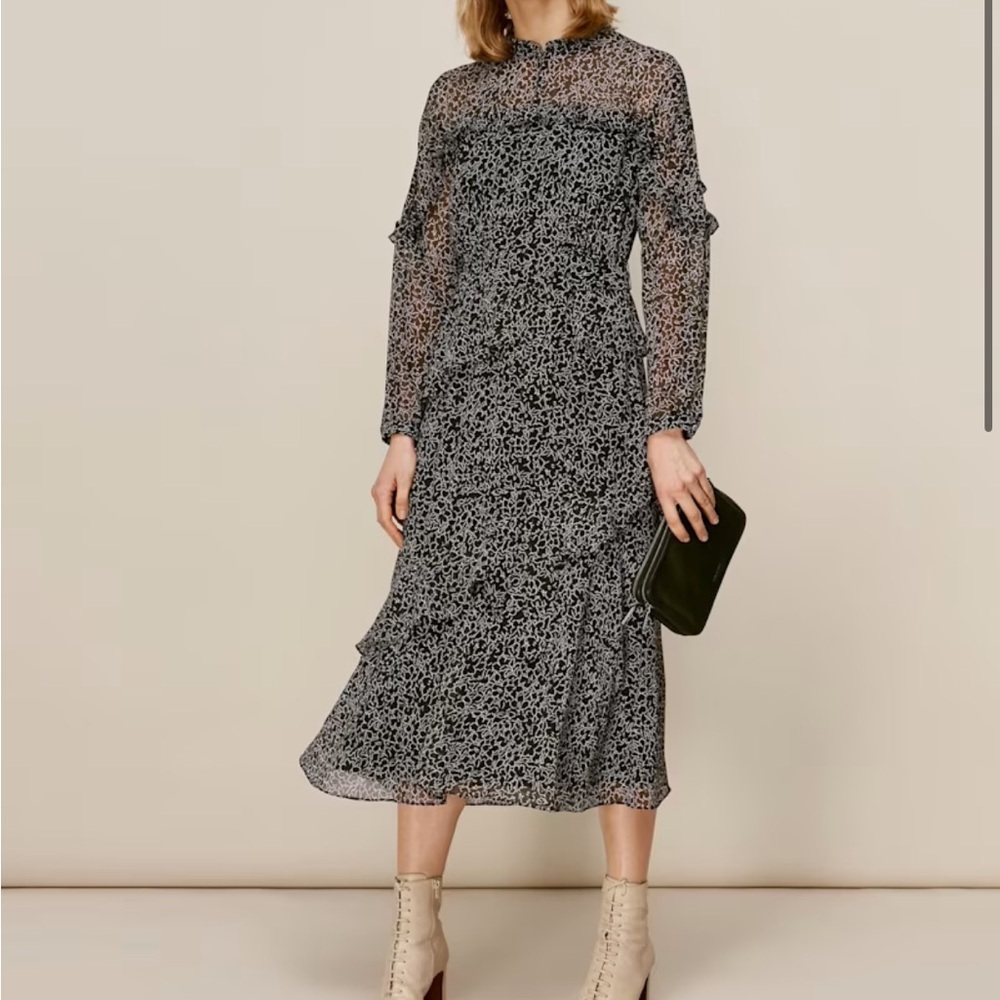 Whistles Black Macy Sketched Floral Dress